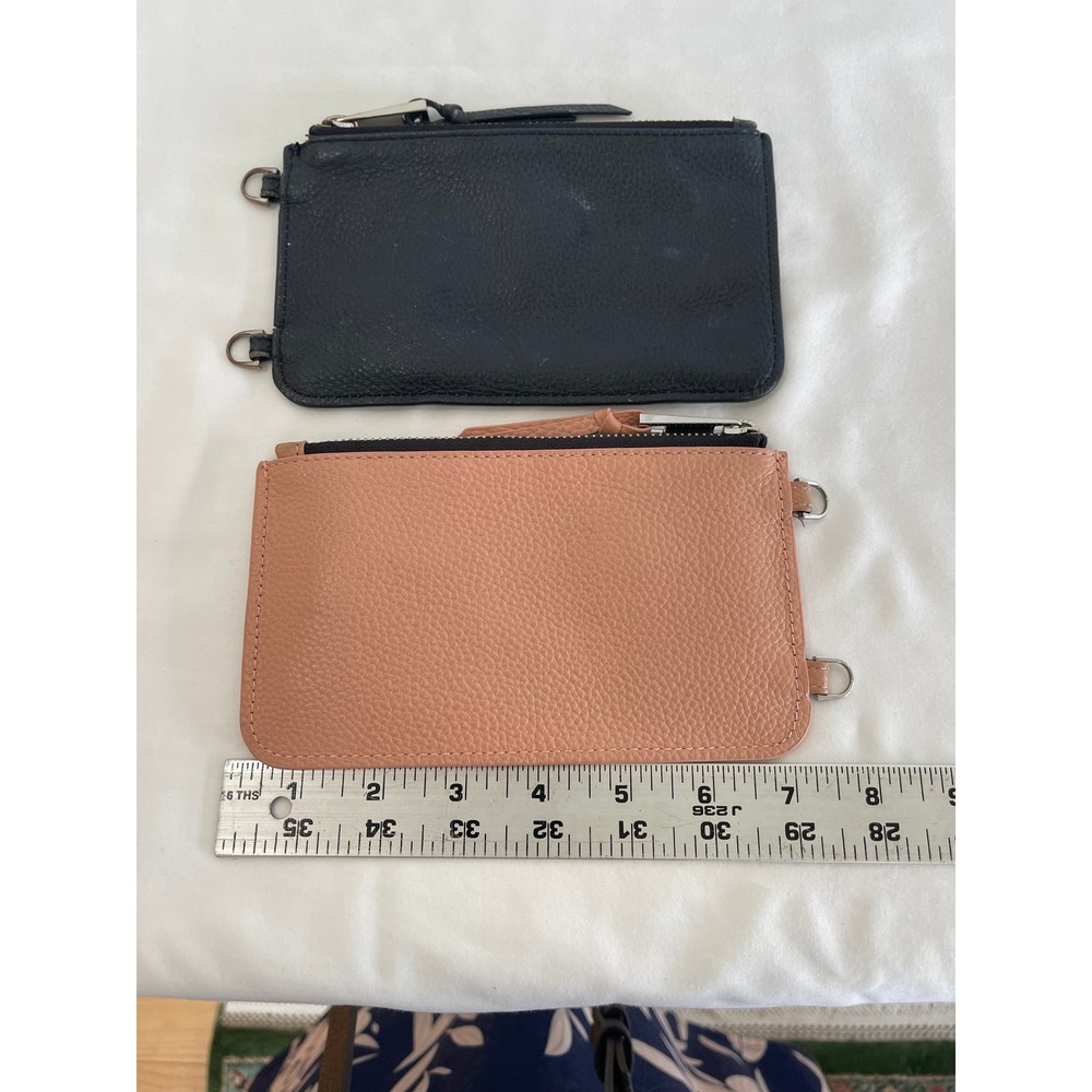 Bandolier Pebble Leather Zip Pouch Set Black and Blush Pink D-Ring Accessories